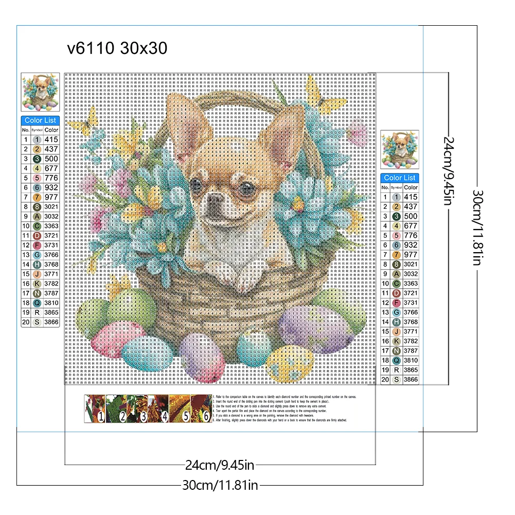 Diamond Painting - Full Round Drill - Easter Dog(Canvas|30*30cm)