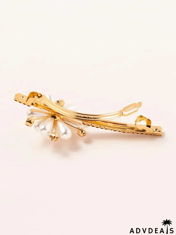 Faux Pearl Flower Decor Hair Clip