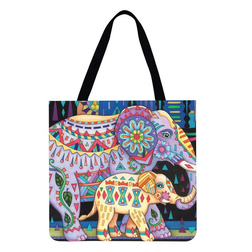Linen Tote Bag-Elephant