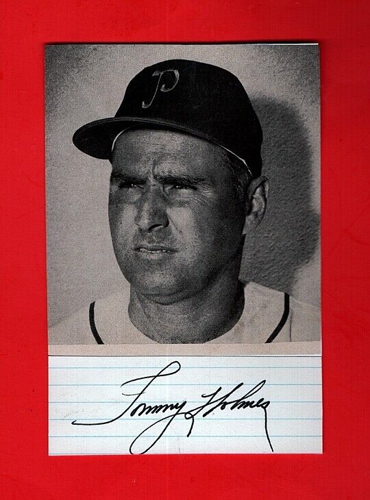 1956 TOMMY HOLMES-PORTLAND BEAVERS 4X6 AUTOGRAPHED CUT W/Photo Poster painting-(d.2008)