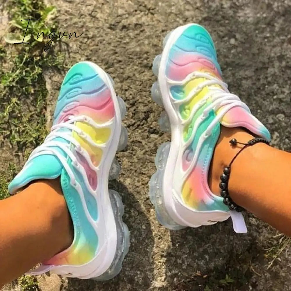 Ingvn - Lace-Up Closed Toe Low-Cut Upper Sneakers Photo Color / 5