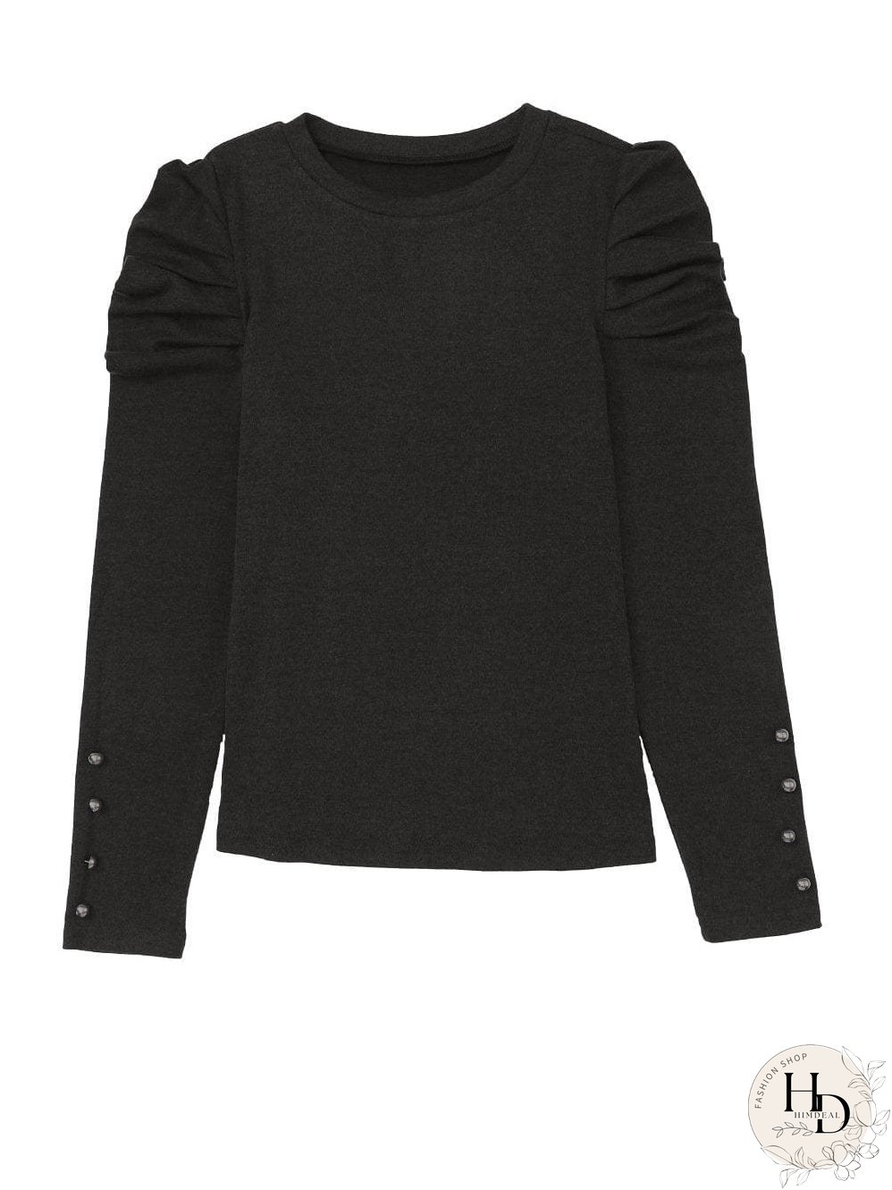 Chic Black Button Accent Sheath Top