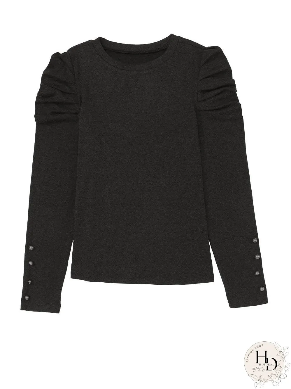 Chic Black Button Accent Sheath Top