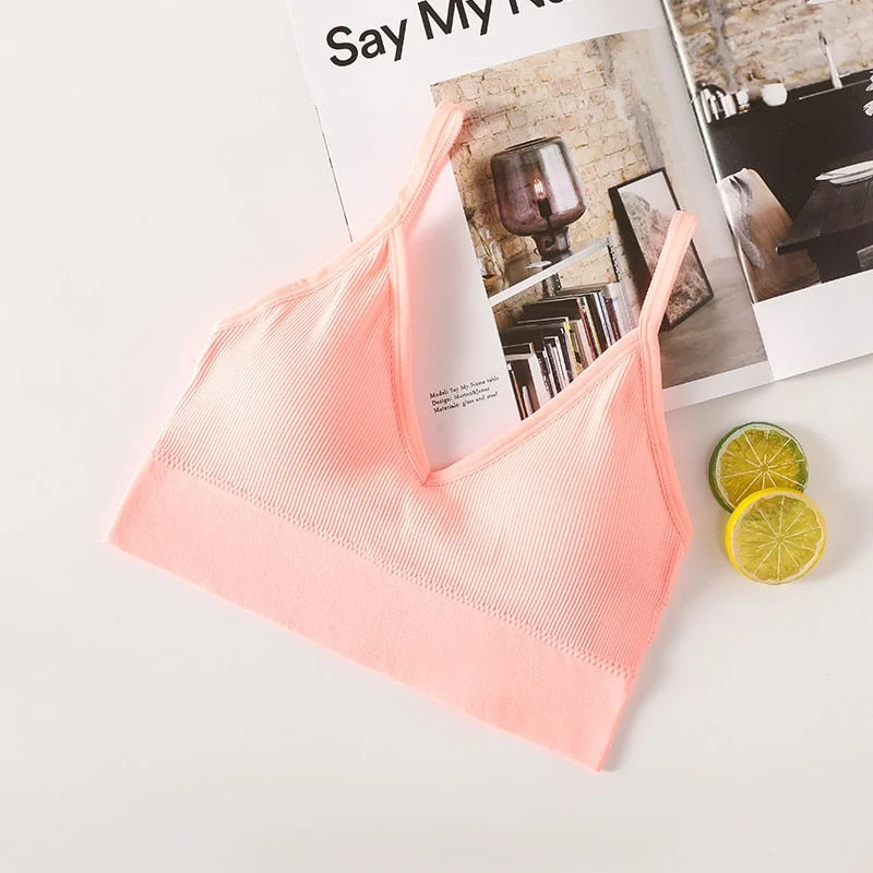 Women Sexy Crop Tops Bra Tube Top Female Streetwear Bandeau Sleeveless Seamless Sports Bra Crop Top Camis Tee Top Basic Tank