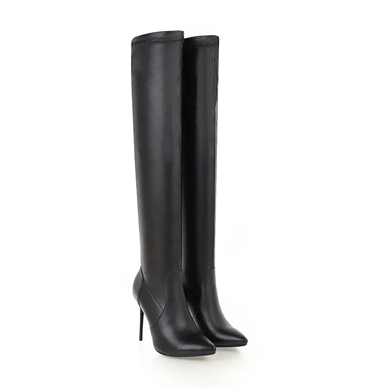 Meotina Over The Knee Boots Woman Pointed Toe Super High Heel Thigh High Boots Stiletto Heel Long Boots Ladies Shoes White 33-46