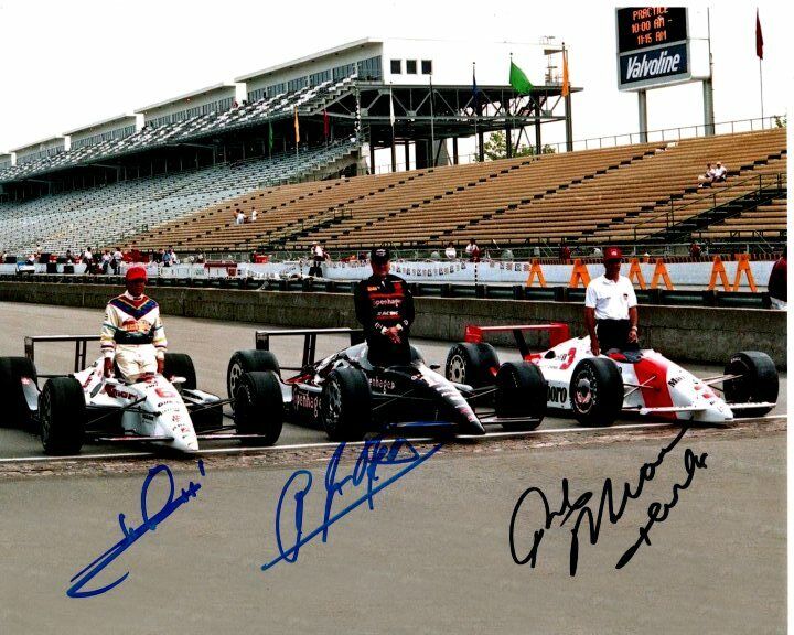 MARIO ANDRETTI A.J. FOYT and RICK MEARS signed autographed INDY 500 Photo Poster painting