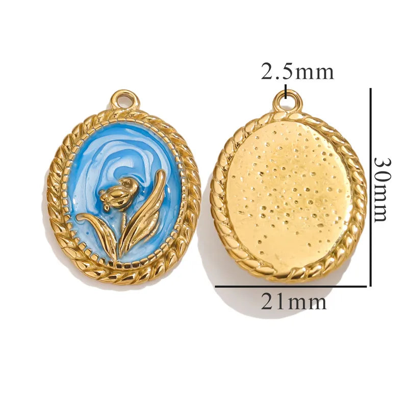 1 Piece 18 * 23mm 19mm 20.5mm 304 Stainless Steel Leaf Rose Flower Pendant Jewelry Accessories