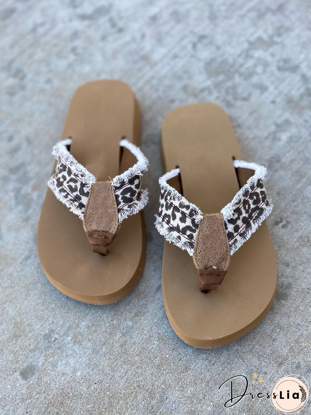 Leopard Print Flip Flop Sandals