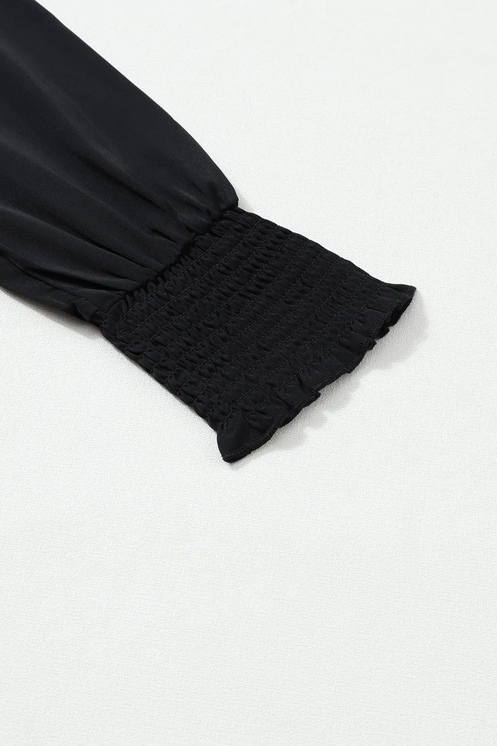 Elegant Black Drape Sleeve V-Neck Blouse