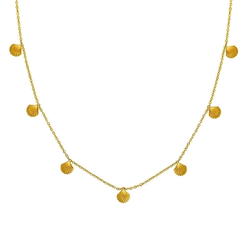 Vacation Marine Style Beach Shell 304 Stainless Steel 14K Gold Plated Chain Choker