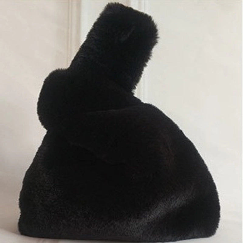 Furry Korean Style Autumn And Winter Imitation Rex Rabbit Fur Handbag Cute Plush Vest Bag For Women