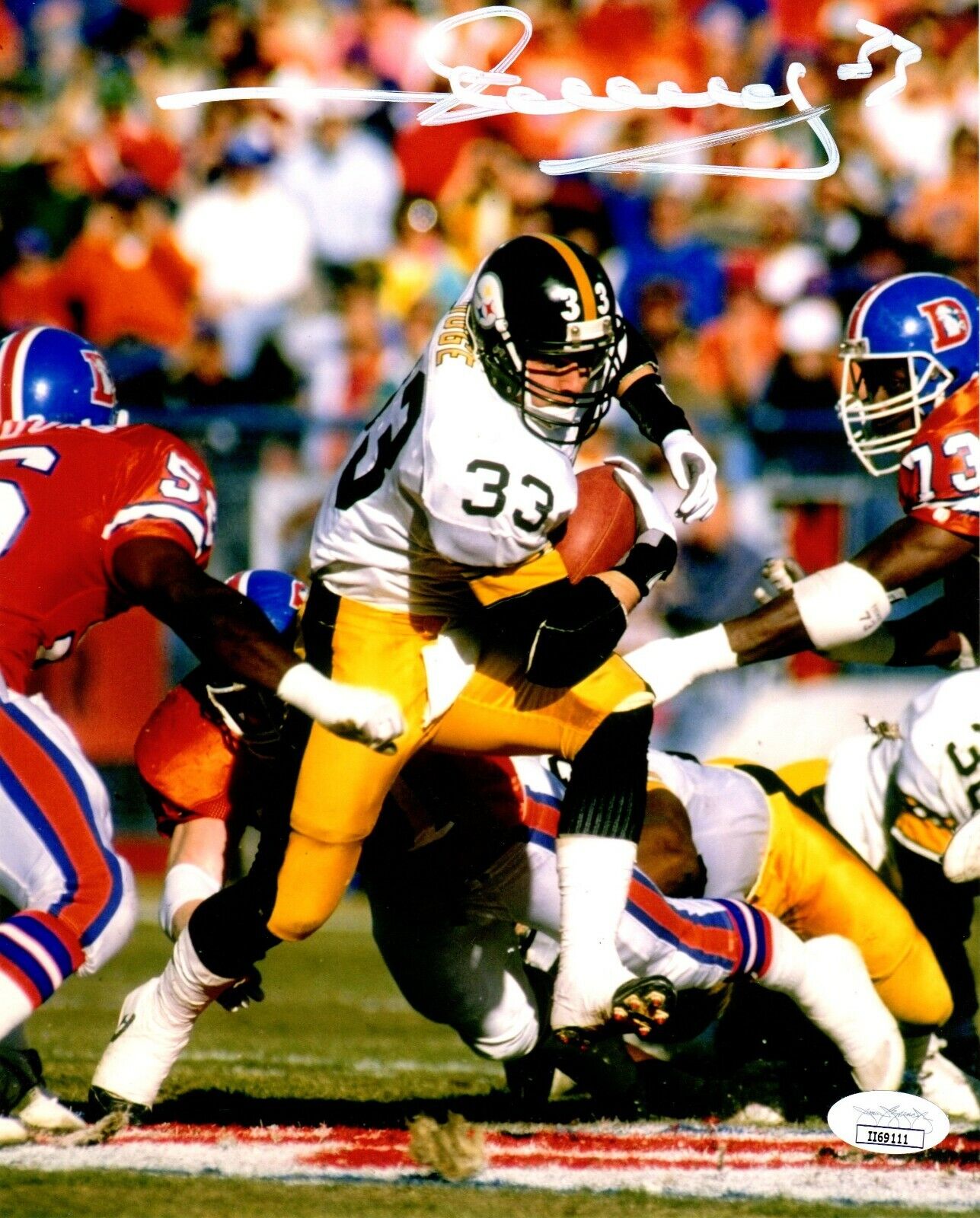 Merrill Hoge autographed signed 8x10 Photo Poster painting NFL Pittsburgh Steelers JSA COA