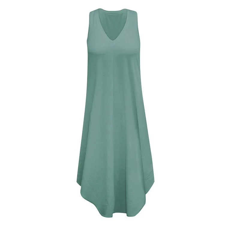 Irregular Casual V-Neck Sleeveless Comfortable Midi Dress