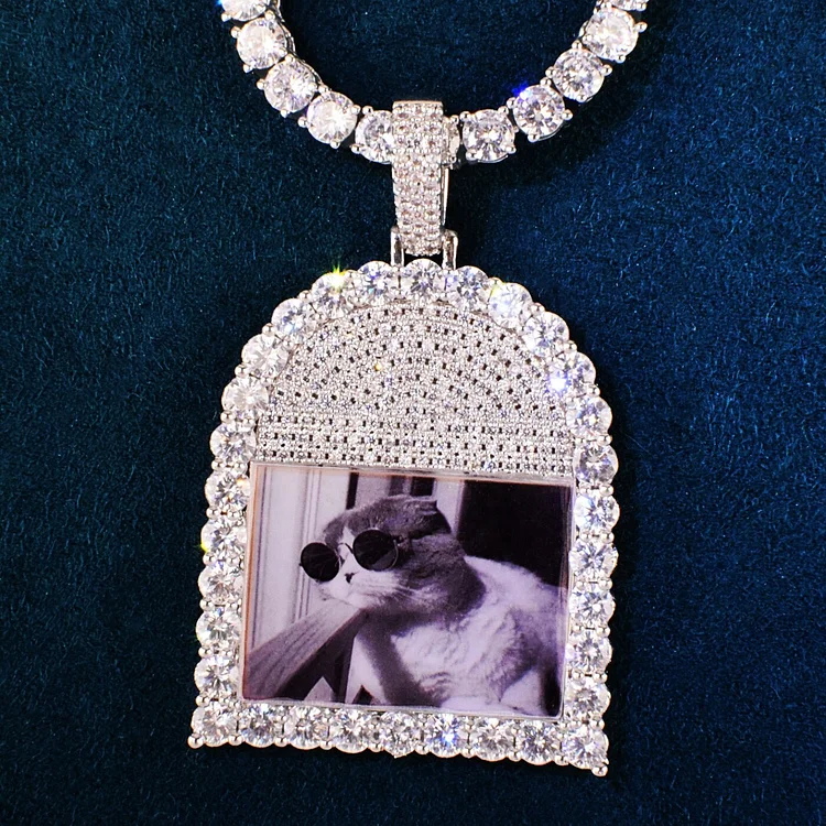 Custom Photo Arch Shape Pendant Memory Necklace Hip Hop Jewelry-VESSFUL