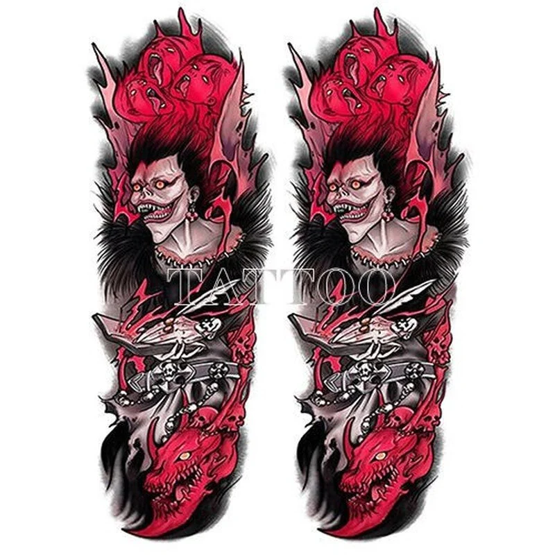 Japanese Devil Dark Sexy Pink Girl Big Size Color Arm Water Transfer Temporary Fake Tattoo Sticker For Men and Women