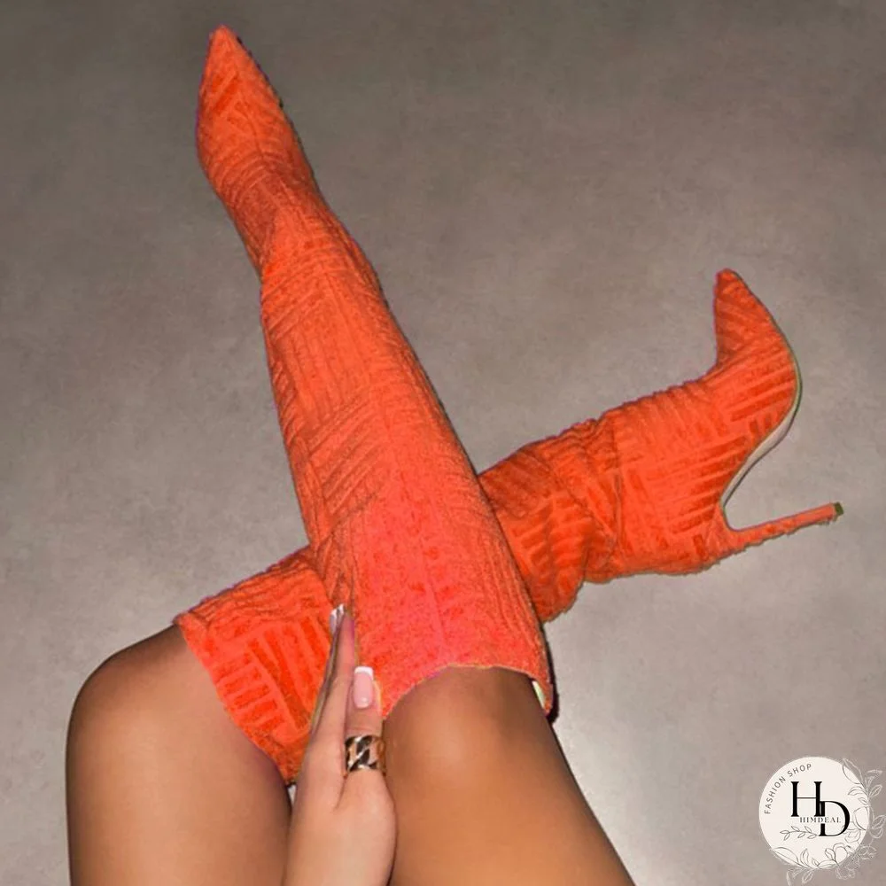 Orange Casual Daily Patchwork Solid Color Pointed Keep Warm Comfortable Shoes