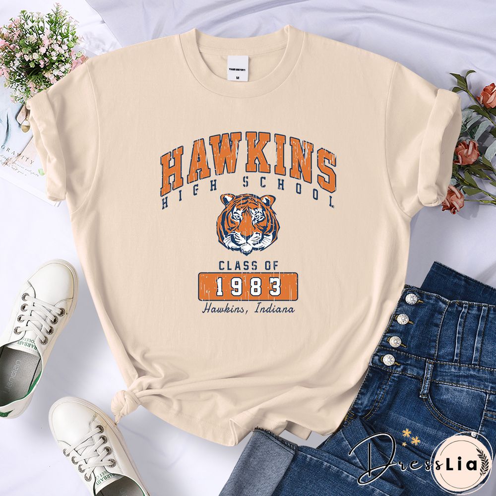 Hawkins High School Class Of 1983 Womens T-Shirts Breathable Casual Tshirt Cute Harajuku Short Sleeve Fashion T Shirts Female