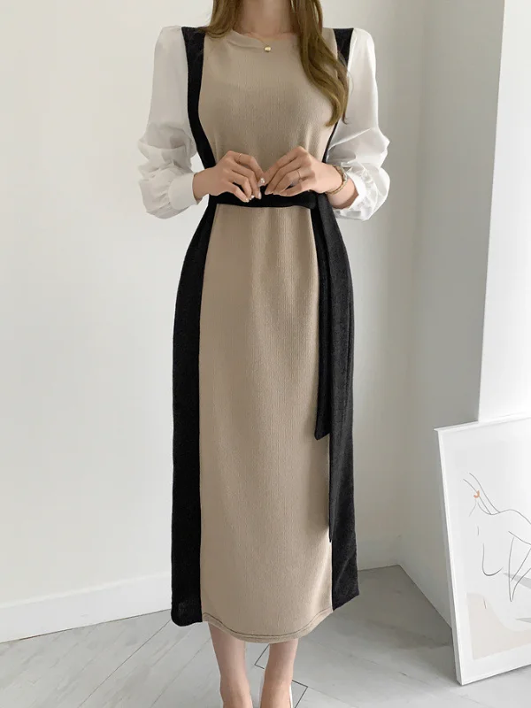 Chic French Style Belt Knitted Dress
