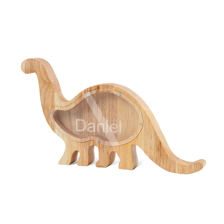 Kettenmachen Dinosaurier Sparschwein-Personalisiertes Holz Sparbüchse mit Name mit Acryl