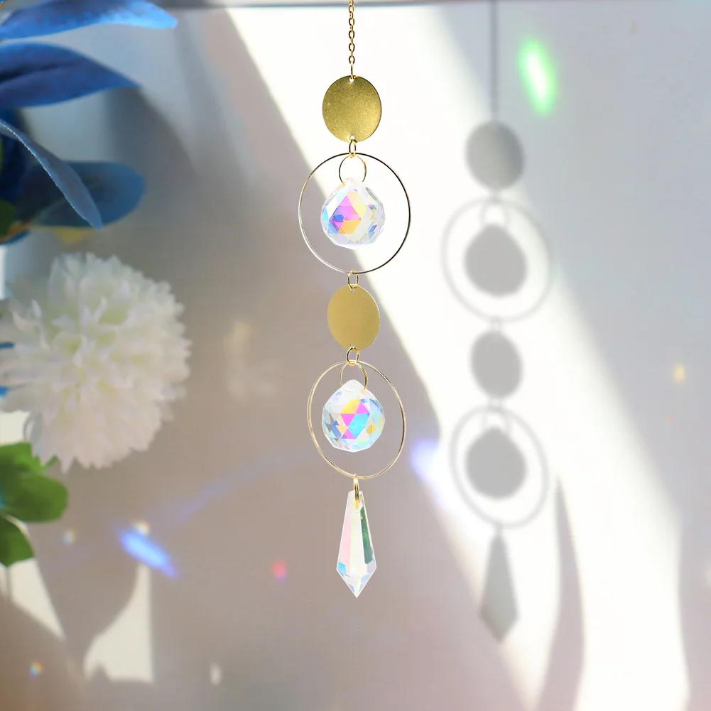 Moon Sun Ball Crystal Suncatcher Hanging Metal Pendant Garden Decor (21)