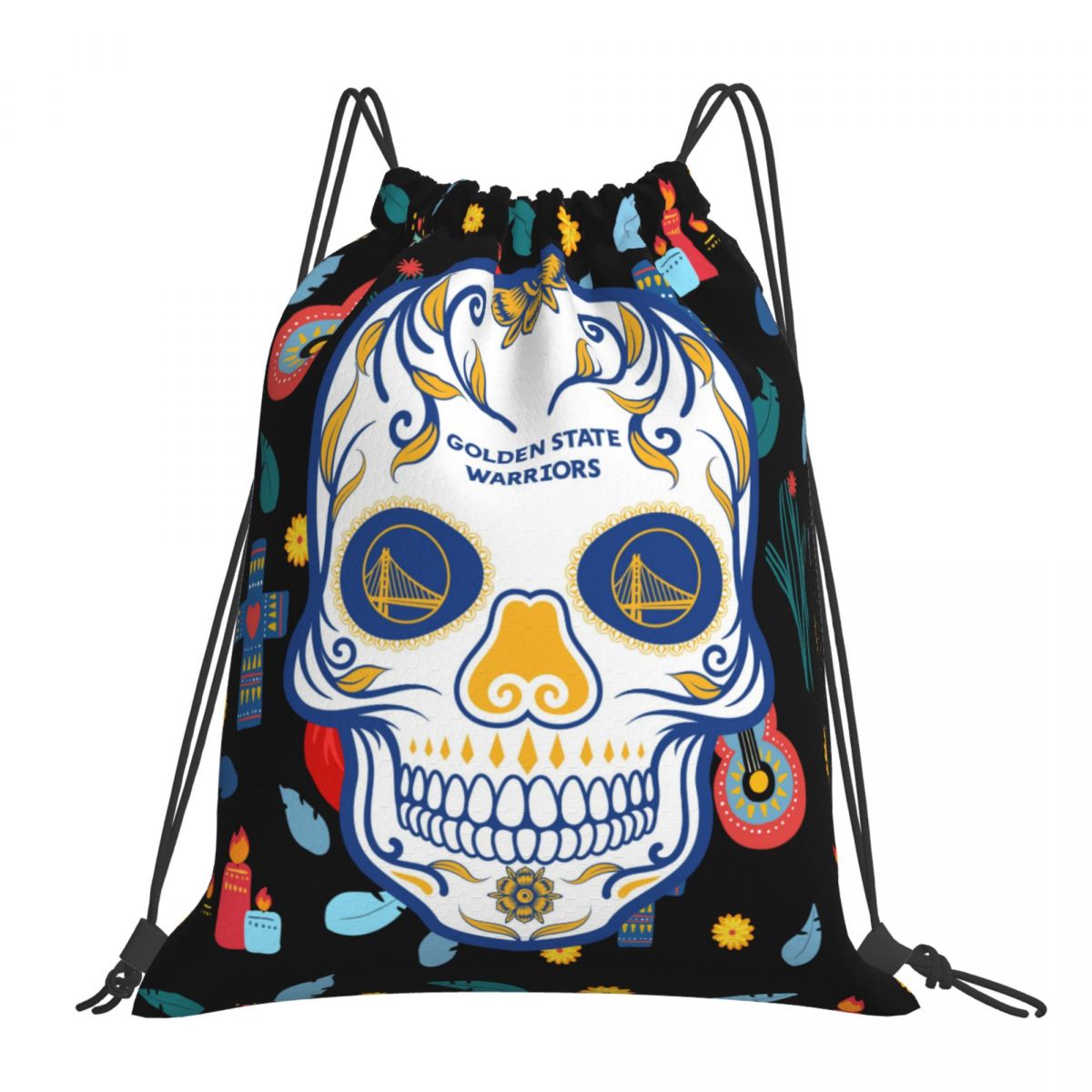 Golden State Warriors Skull Unisex Drawstring Backpack Bag Travel Sackpack
