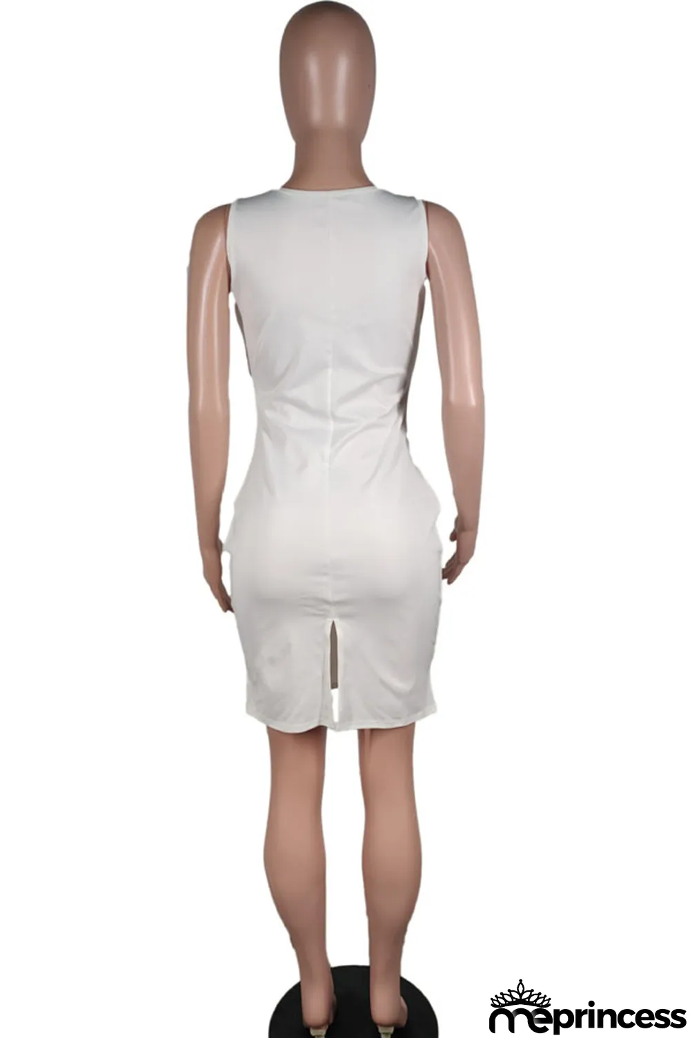 Pink Polyester Sexy White Green Pink Yellow Spaghetti Strap Sleeveless Slip Sheath Knee-Length Print Dresses