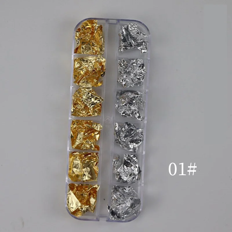 12 Grids Colorful Flourescent Nail Sequins Hollow Circle Sequins Neon Round Nail Art Glitter Flakes Butterfly 3D Slice Tips-Nail Inspo