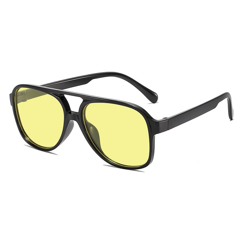 Retro Double Beam Sunglasses New Trendy Personalized Big Frame Internet Celebrity Toad Sunglasses