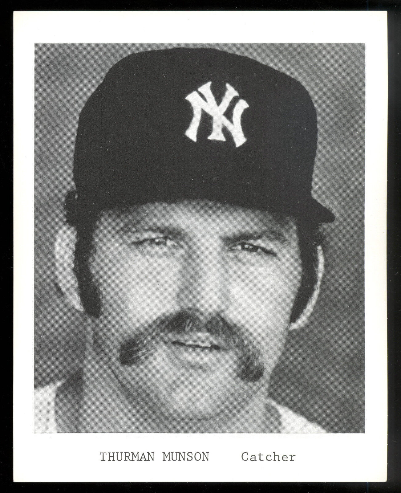 1970'S ORIG THURMAN MUNSON TEAM ISSUE 4X5 Photo Poster painting CARD NM BLACK/WHITE N Y YANKEES