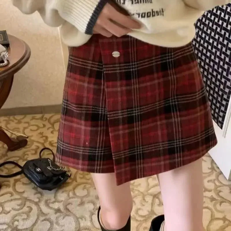 Toloer Red Preppy Plaid Skort-Outfit Ideas