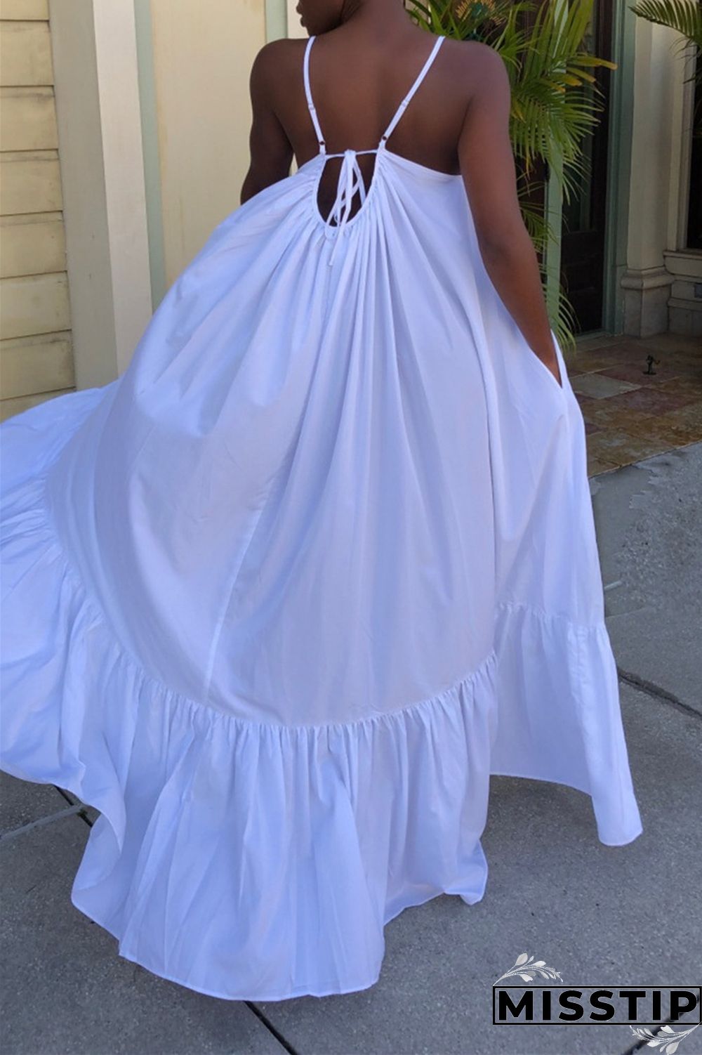 Pink Sexy Casual Solid Backless Spaghetti Strap Loose Sling Dress