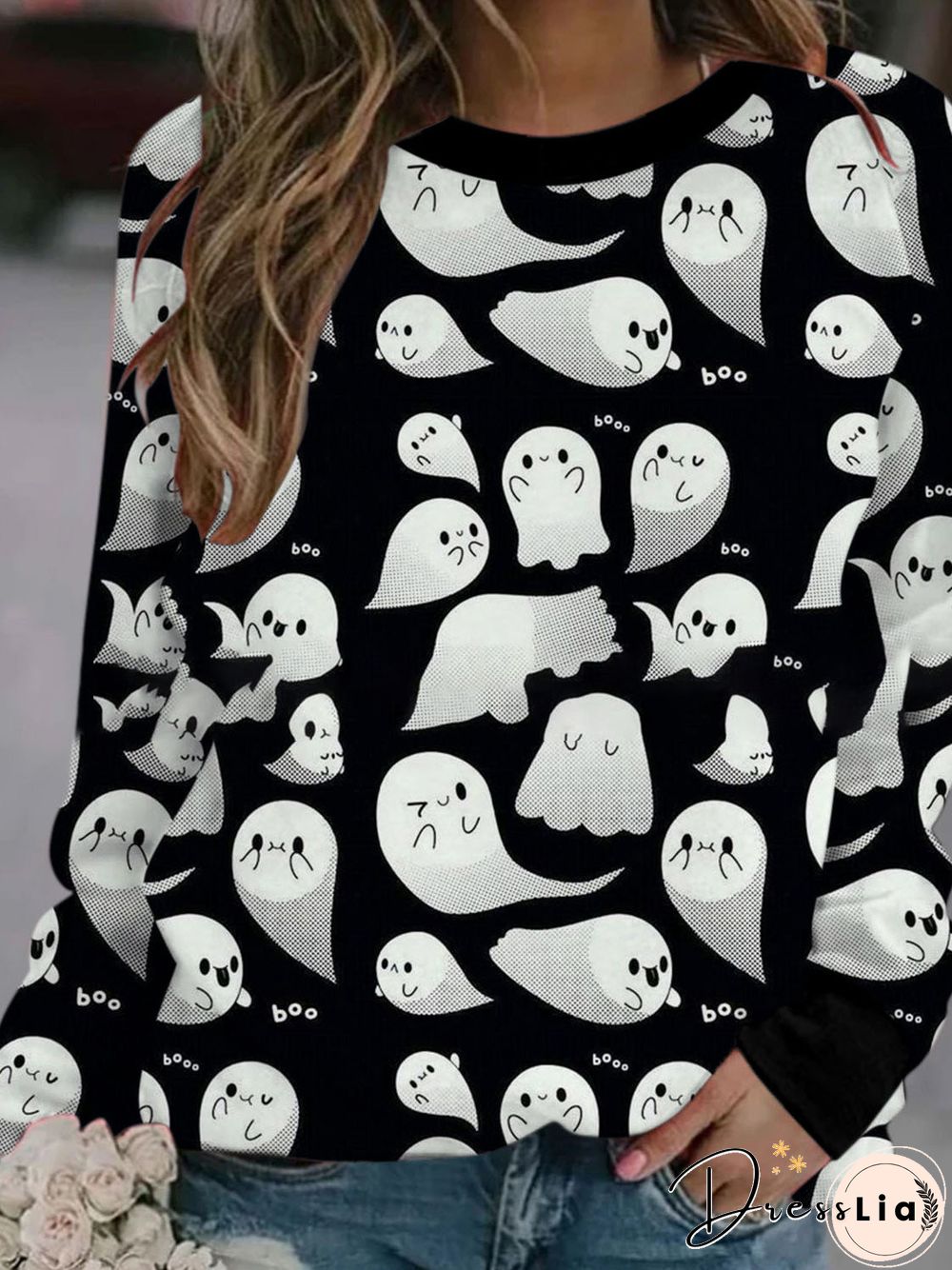 Women'S T-Shirts Printed Round Neck Long Sleeve Casual T-Shirt