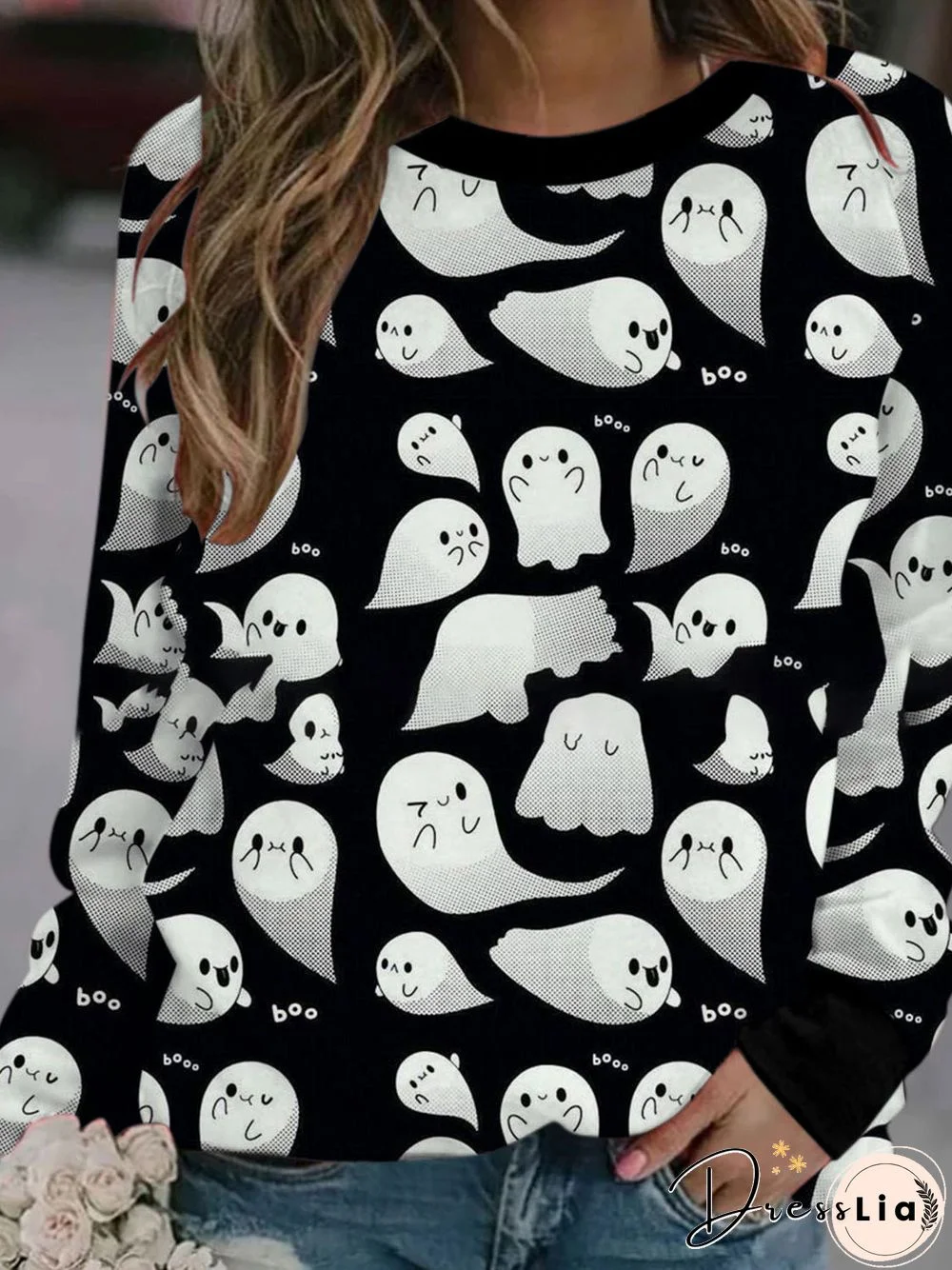 Women'S T-Shirts Printed Round Neck Long Sleeve Casual T-Shirt