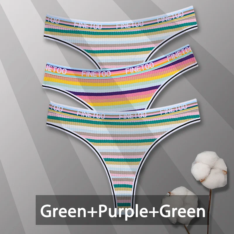 Billionm Colorful Cotton Panties for Women Sexy Striped Underwear G-string Thong Panty Female Breathable Soft Intimate Lingerie