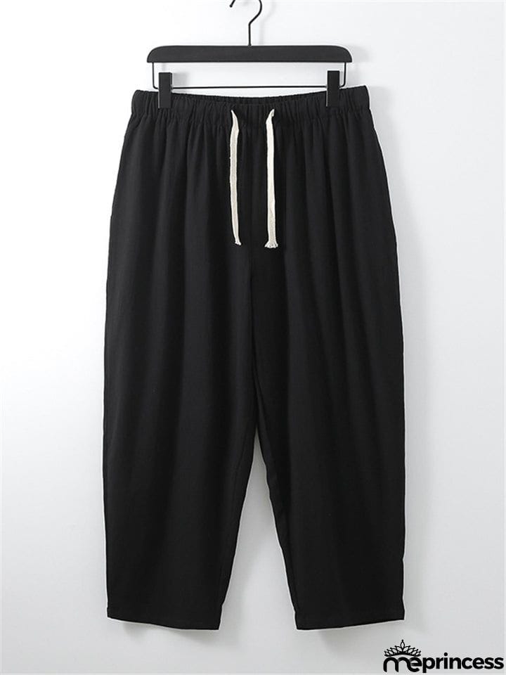 Laid-Back Style Notched Neck Button Detailing Soft Cotton Set T-Shirt + Drawstring Pants