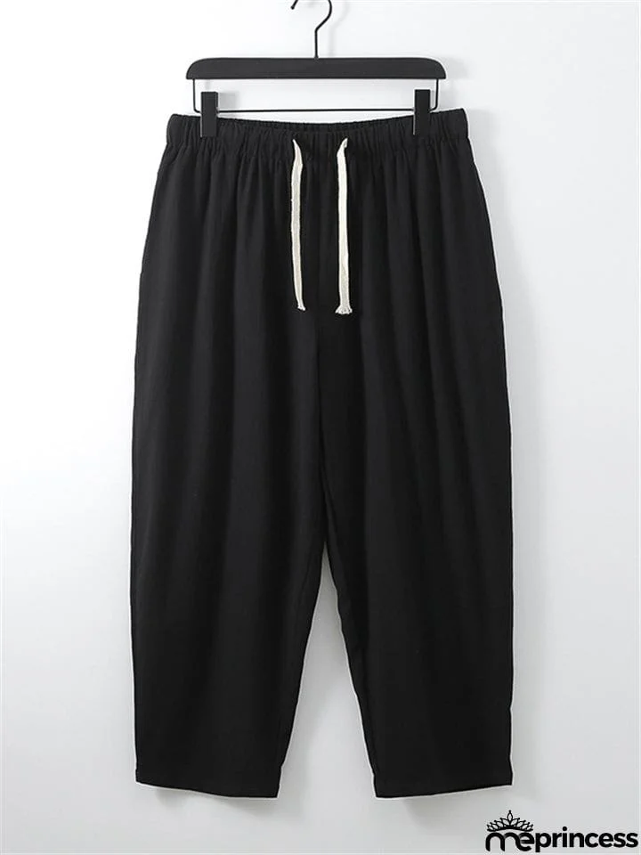 Laid-Back Style Notched Neck Button Detailing Soft Cotton Set T-Shirt + Drawstring Pants