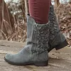 Zipper Low Heel Winter Boots