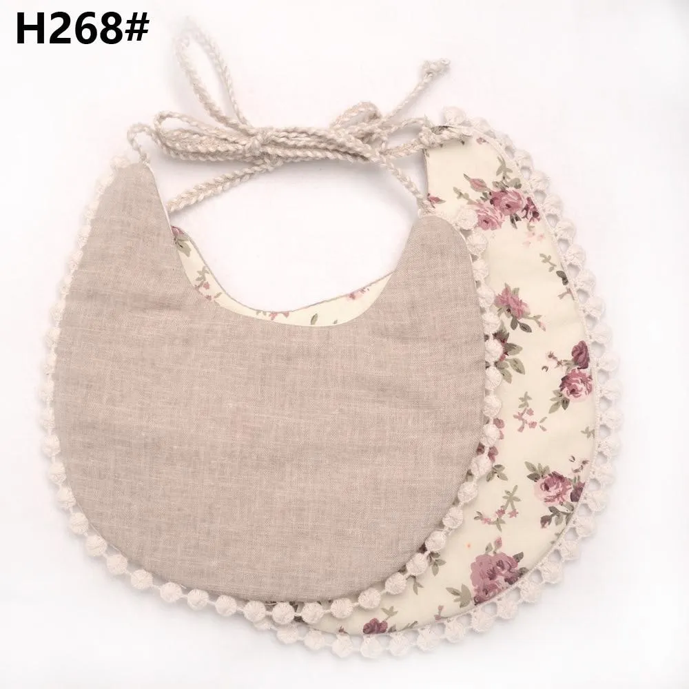 2020 Brand New Infant Baby Girl Boy Bib Kid Toddler Dinner Feeding Tassel Double-deck 100% Cotton Linen Burp Cloths Saliva towel