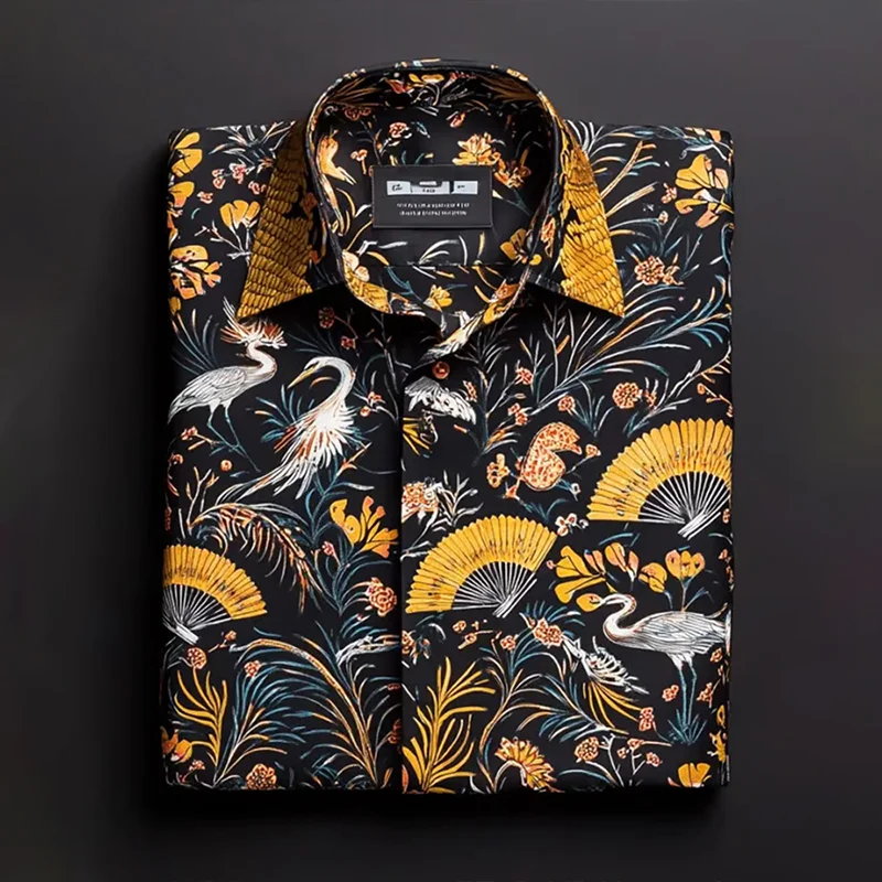 Men's Luxury Satin Long Sleeve Button Down Shirt