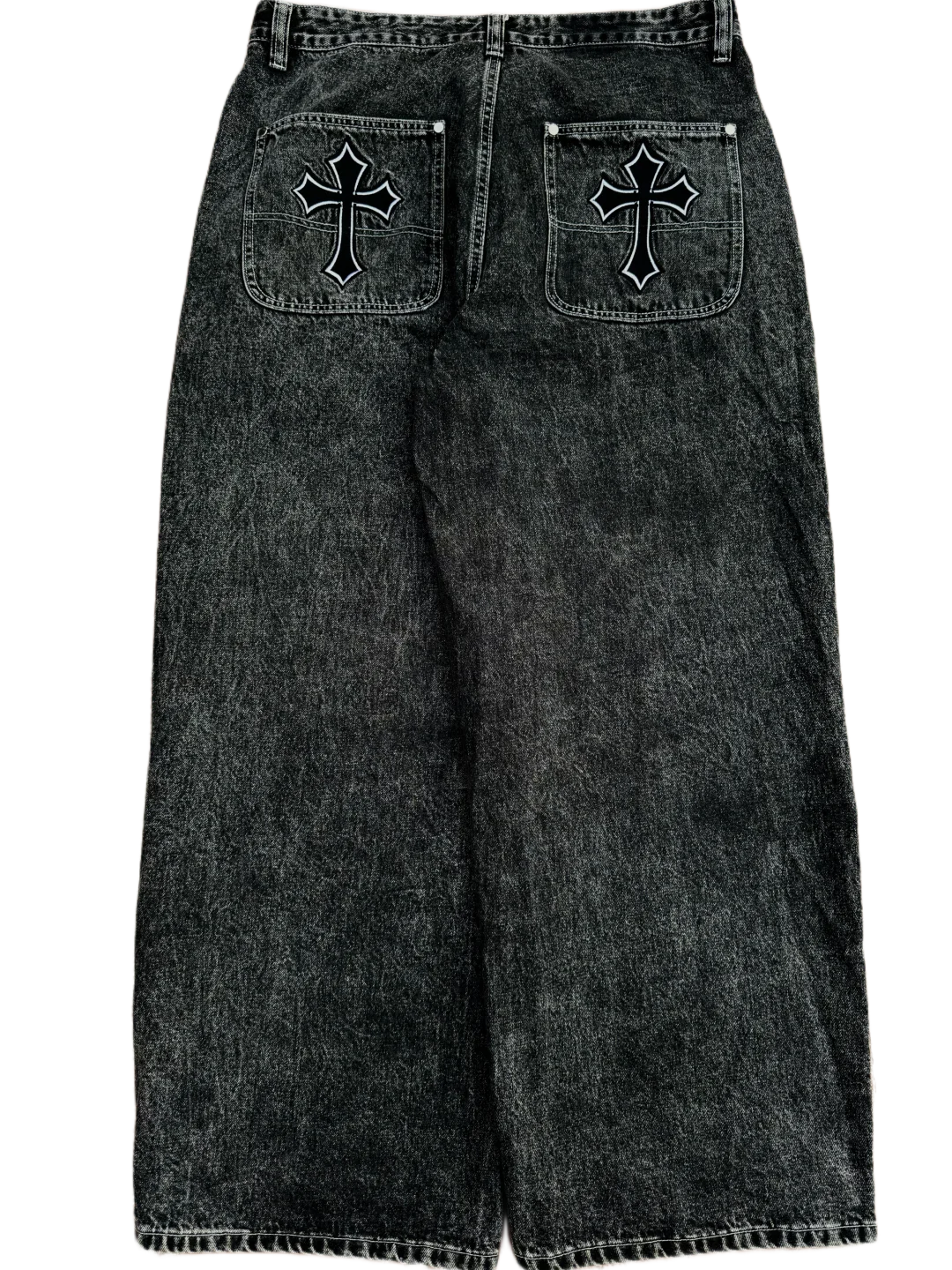 White Stitch Cross Jeans