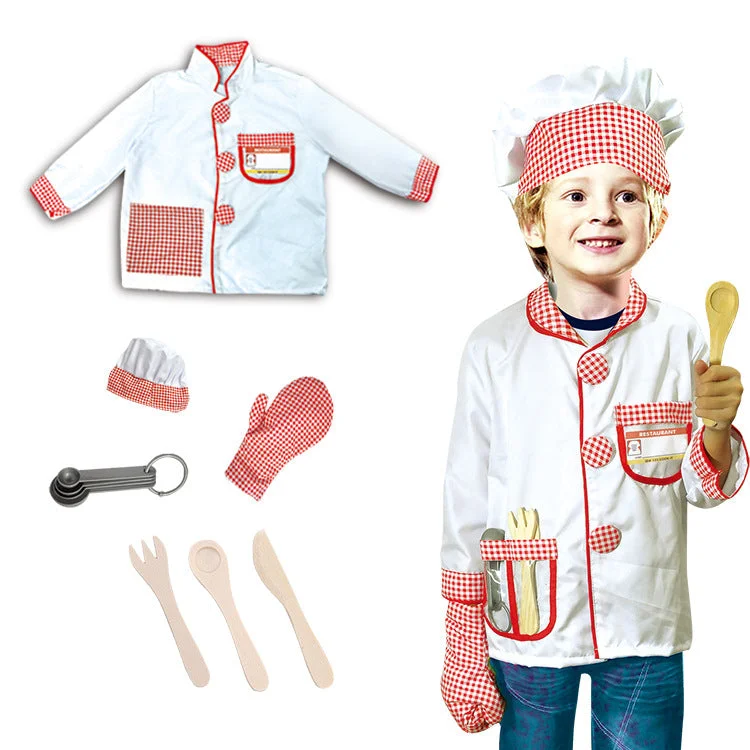 Kids Chef Costume Halloween Uniform-elleschic