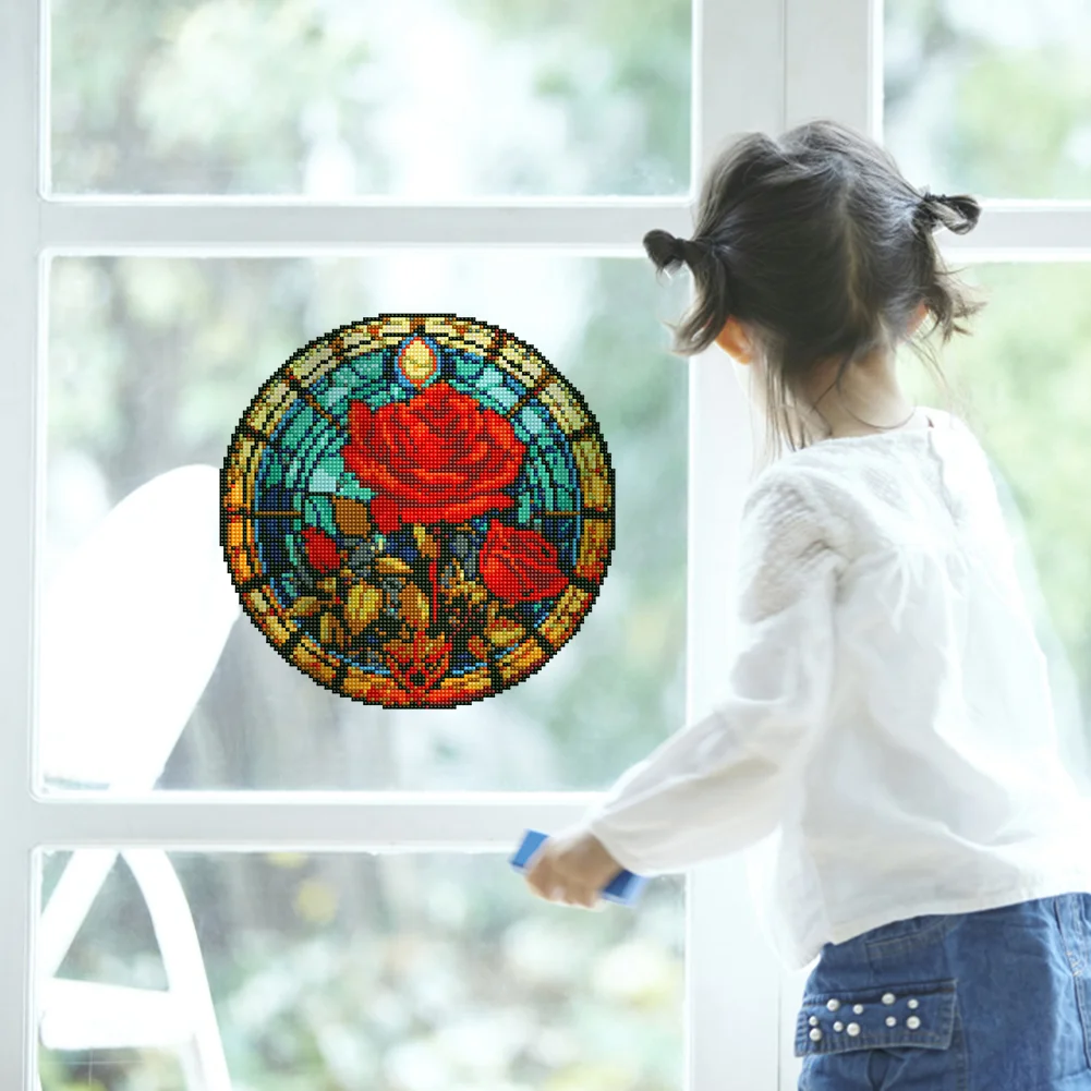 DIY Rose Diamond Painting Kits Creative Diamond Stickers Gift for Kids(30*30cm)