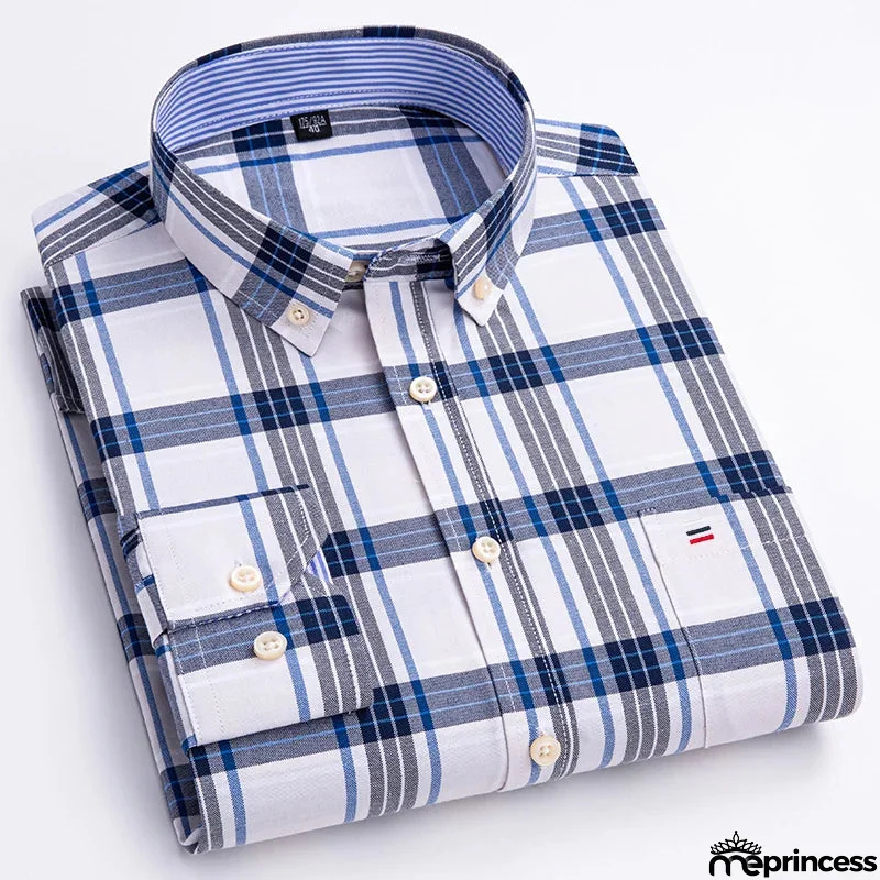 Men's Cotton Turndown Collar Long Sleeves Casual Wear Shirts