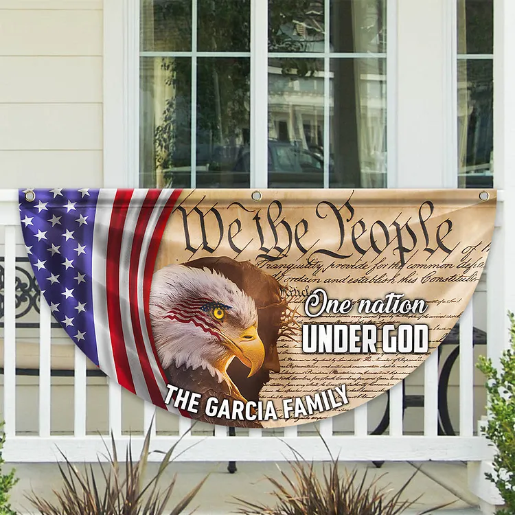 Personalized 250 Years of Freedom America Flag Custom Family Name We The People America Non-Pleated Fan Flag