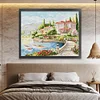 (US Only)Full Embroidery Eco-cotton Thread 11CT Printed Lake Como Cross Stitch 66x55cm