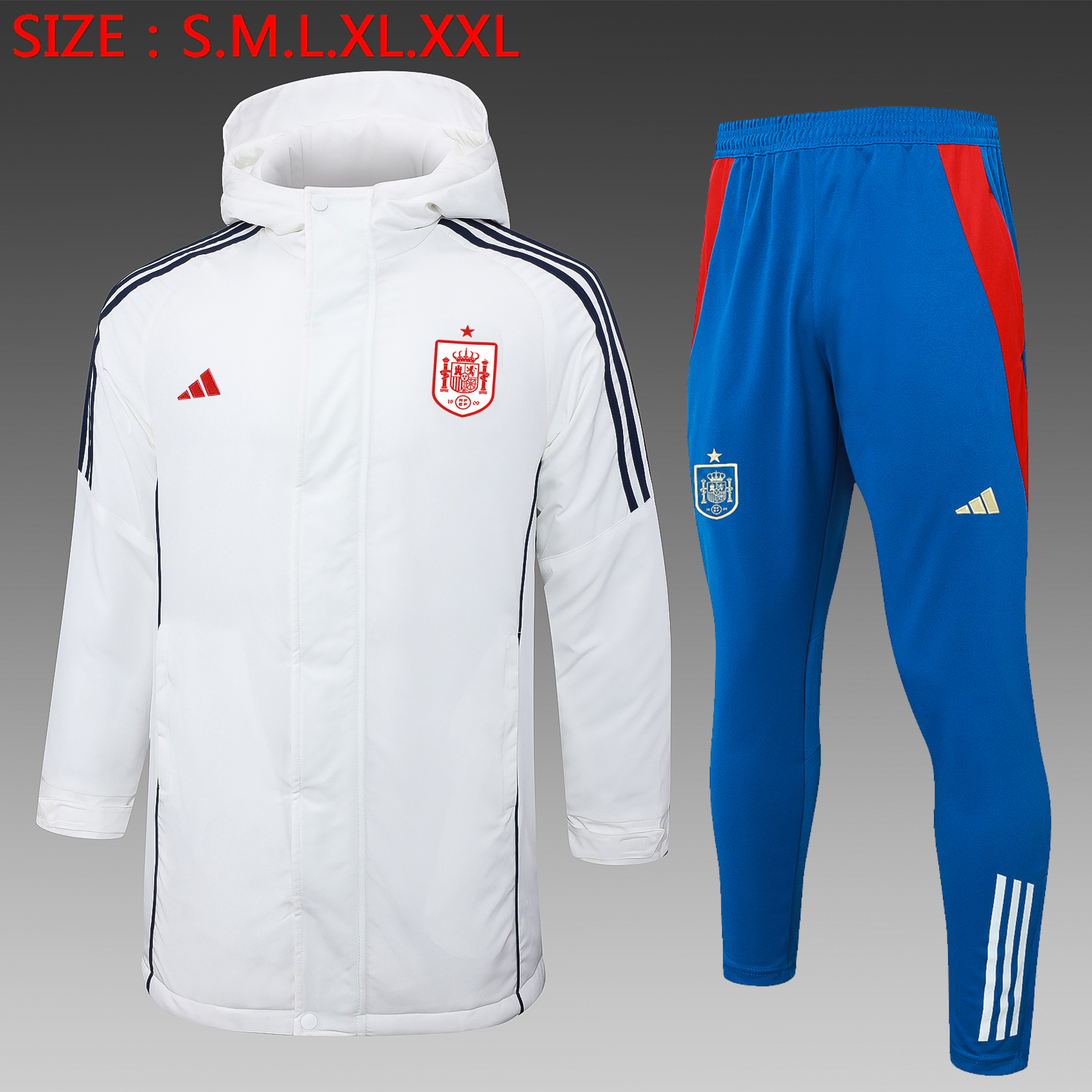 2024/2025 Spain Cotton Jacket White Soccer Jersey 