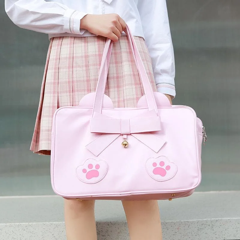 Pink/Brown Kawaii Cat Paws Bow Handbag SP14024