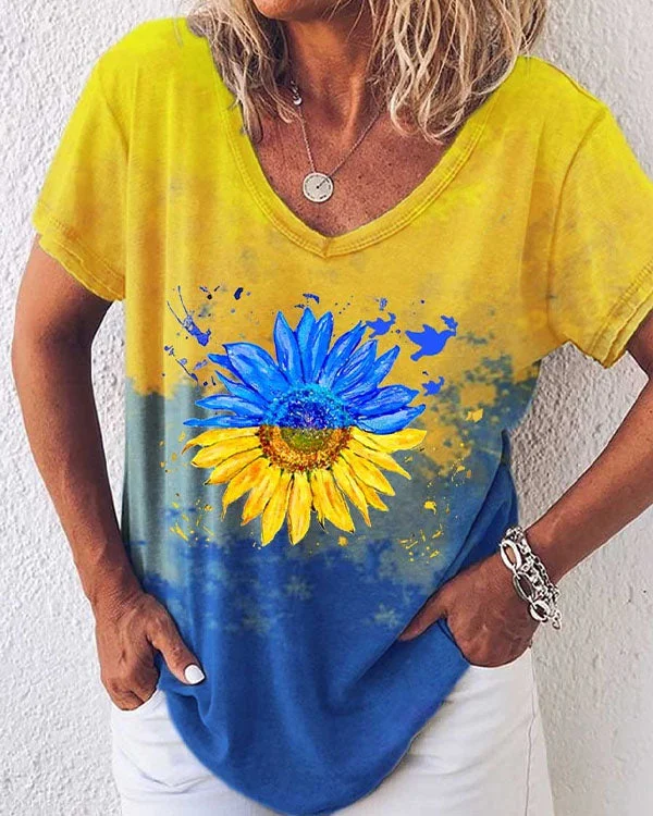  Sunflower  V-Neck T-Shirt