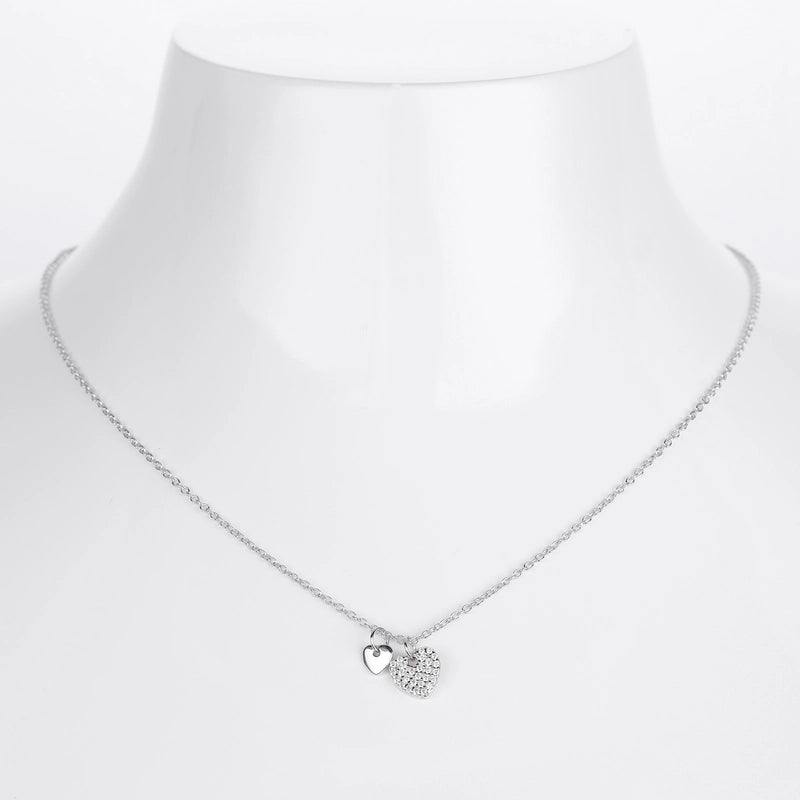 925 Sterling Silver 925 Sterling Silver Rack Plated Plated Long-Lasting Plated Zircon Inlay Heart Shape Pendant Necklace