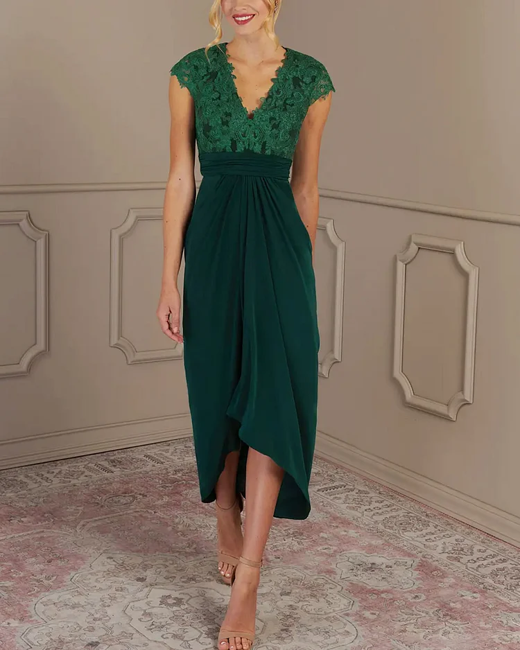A-Line Lace Asymmetrical Dress